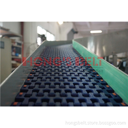 The Heavy-Duty Curved Modular Conveyor Belt with Rubber (HS-300B-HD-EL)